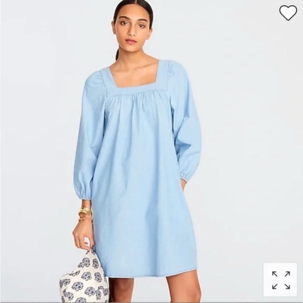 J. Crew Square Neck Chambray Smock MIDI Dress Size S
